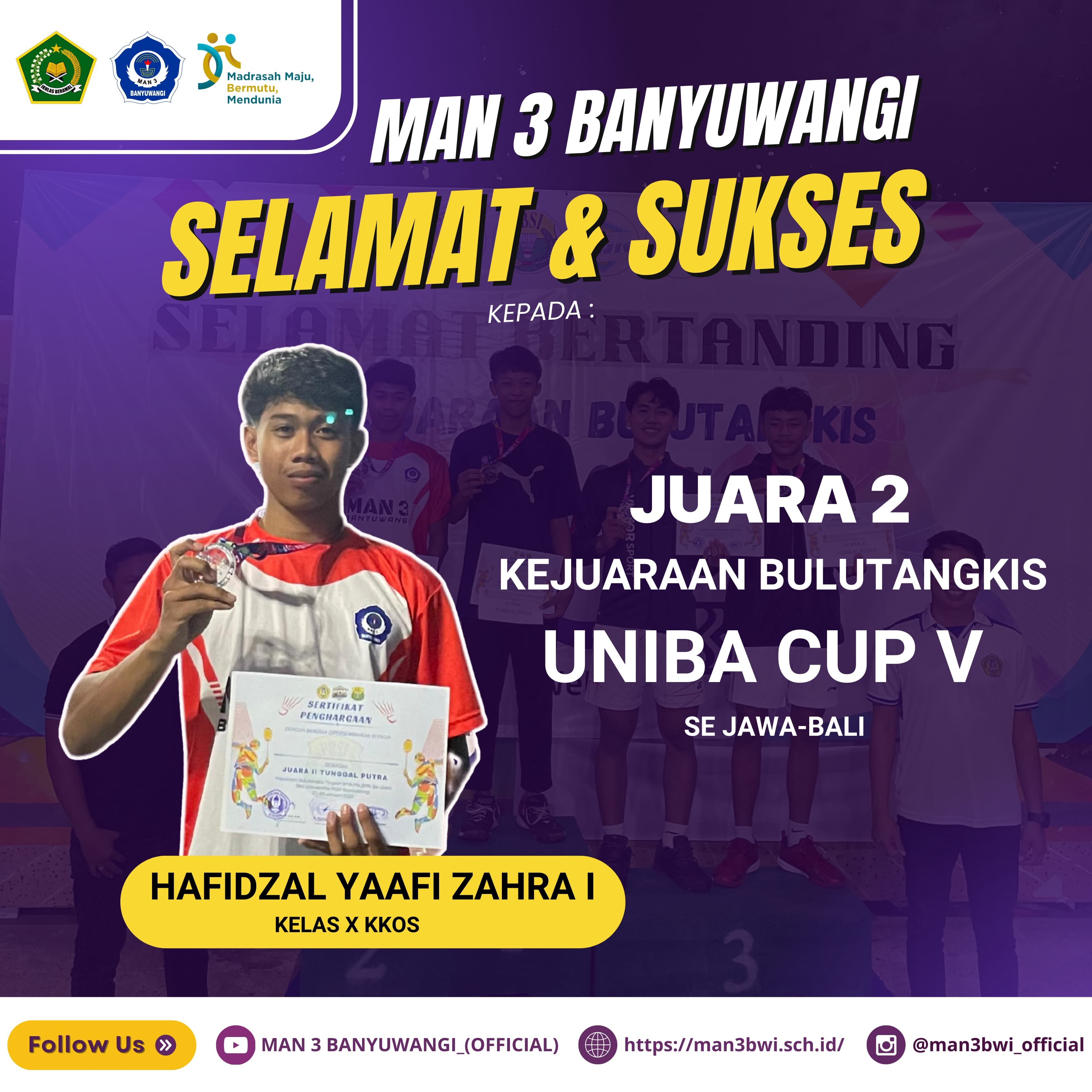 Juara 2 Kejuaraan Bulu Tangkis UNIBA CUP V Sejawa-Bali